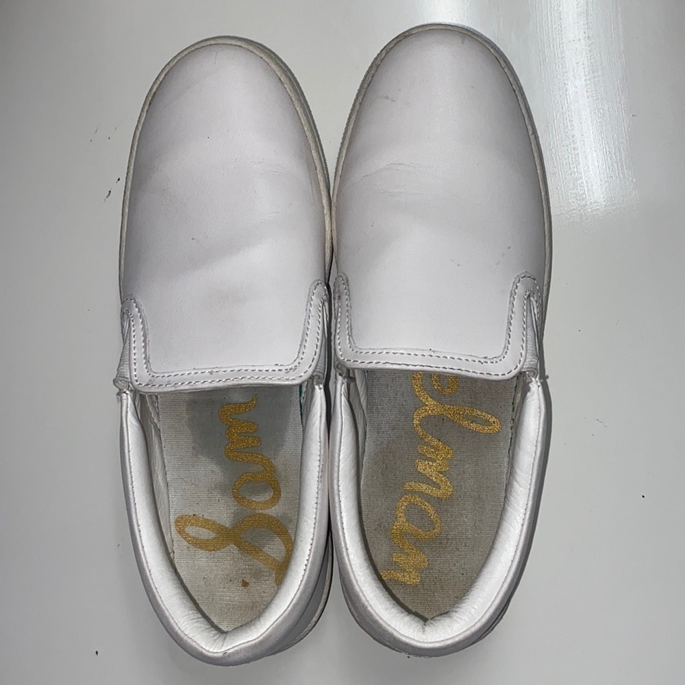 SAM Edelman white leather slip on loafers casual comfort SIZE 7 GUC
